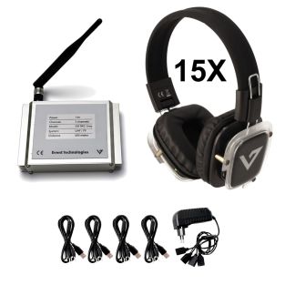 Event Technologies Silent disco set met 15 Koptelefoons incl zender en lader