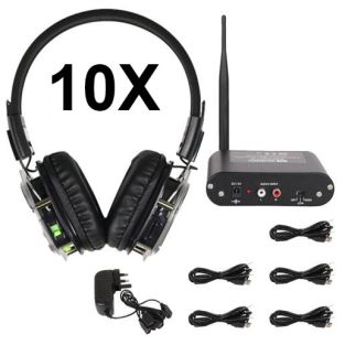 W-audio Silent disco set met 10 Koptelefoons incl zender en lader