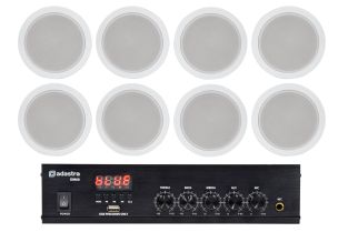 Adastra wachtkamer installatie 4 8x 100V luidsprekers + versterker