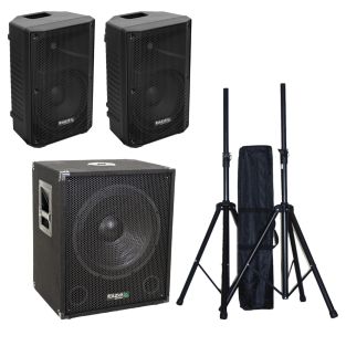 Ibiza 1510XTK set 15' subwoofer 2x 10' speakers met statieven