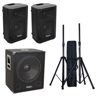 Ibiza 1512XTK set 15' subwoofer 2x 12' speakers met statieven